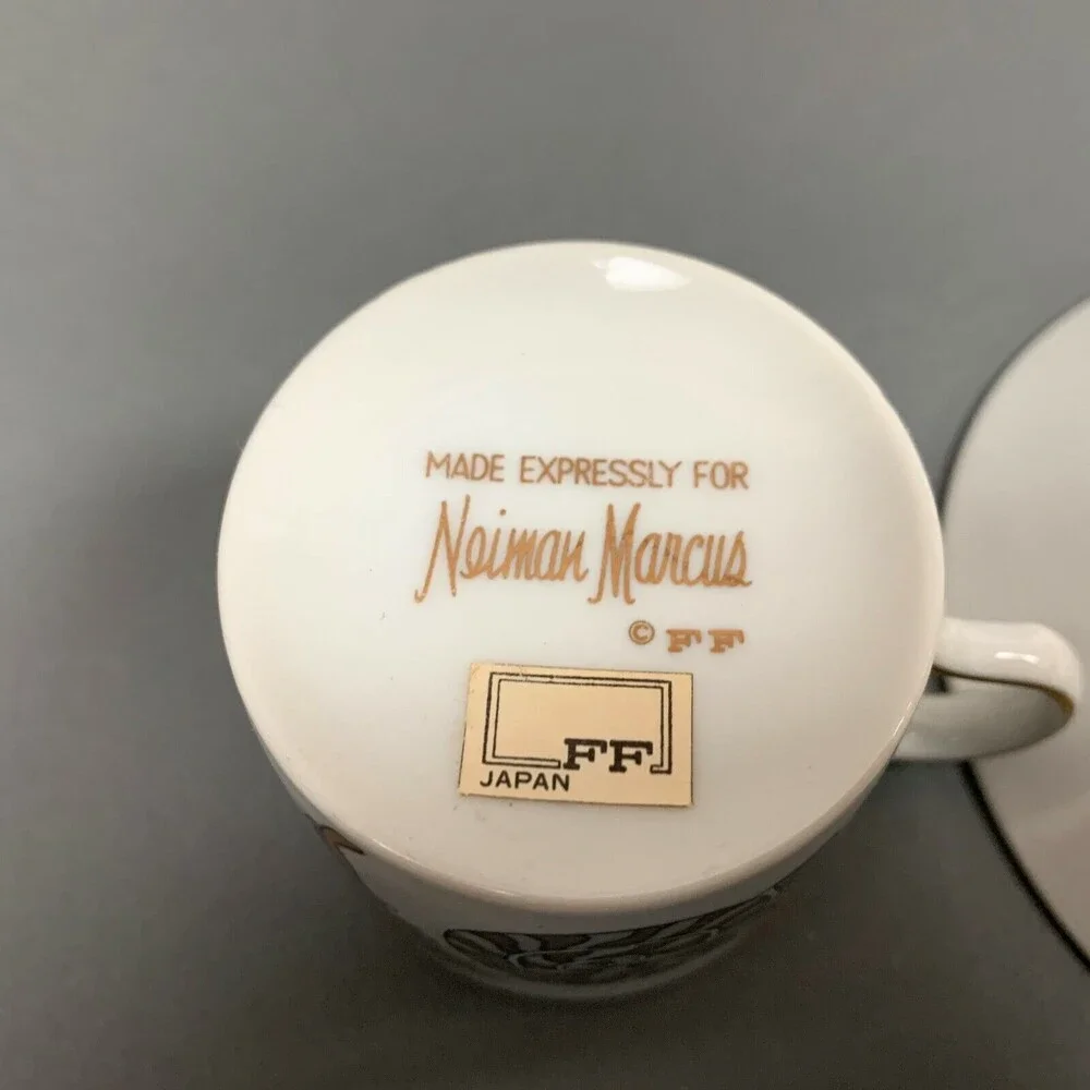 Neiman Marcus by Fitz and Floyd‎ FF Gold Trim Brown Shells Tea Cup & Saucer